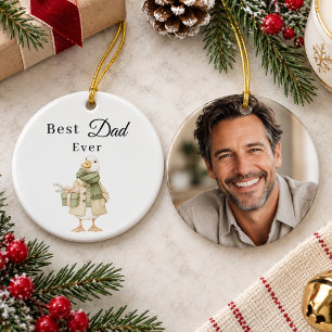 Best Dad Ever Goose Photo Ceramic Tree Decoration