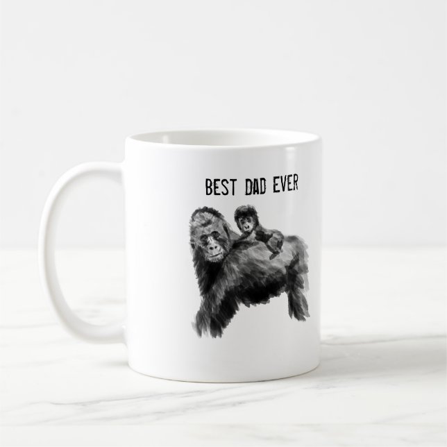 Best dad ever gorilla with baby coffee mug (Left)
