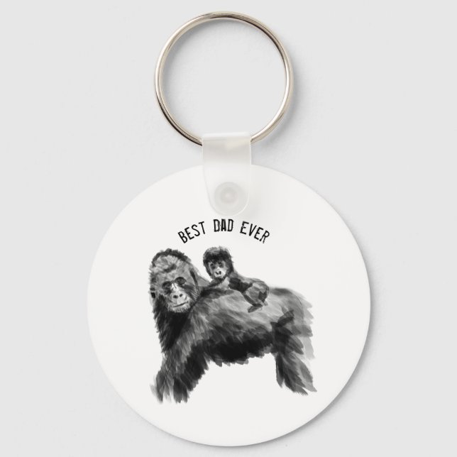 Best dad ever gorilla with baby key ring (Front)