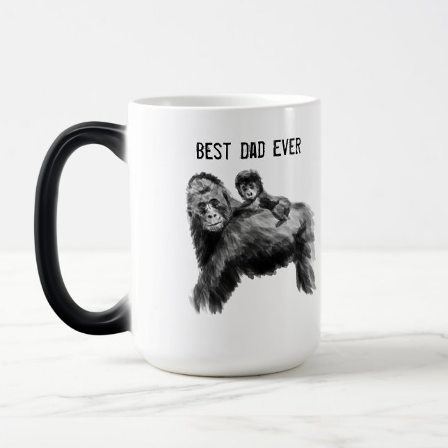 Best dad ever gorilla with baby magic mug (Left)