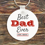 Best Dad Ever Graphic Bold Modern Red Typography Key Ring<br><div class="desc">“Best Dad Ever.” Let Dad know what you really think of him. Cool, modern dark gray and red typography overlay a white background. Customize with the year he became a Dad for the perfect, personalized keepsake keychain he’ll use every day. This keychain comes in small and large sizes, as well...</div>
