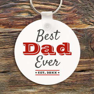 Best Dad Ever Graphic Bold Modern Red Typography Key Ring