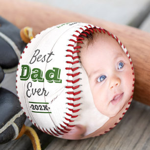 Best Dad Ever Green Typography Rustic Wood Modern Baseball
