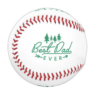 Best Dad Ever Green Typography with Trees Baseball