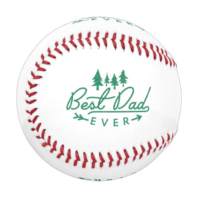 Best Dad Ever Green Typography with Trees Baseball (Front Left)