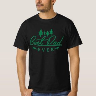 Best Dad Ever Green Typography with Trees T-Shirt