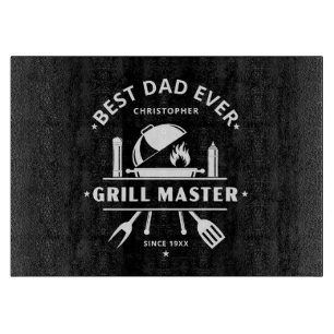 Best Dad Ever Grill Master Modern Black & White Cutting Board