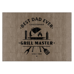 Best Dad Ever Grill Master Rustic Brown & Black Cutting Board