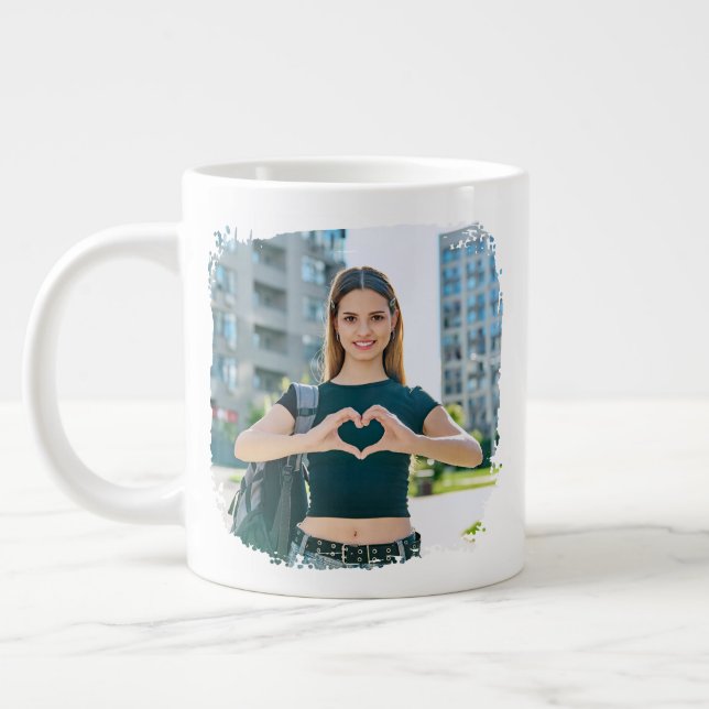 Best Dad Ever Grunge Border Photo Large Coffee Mug (Left)