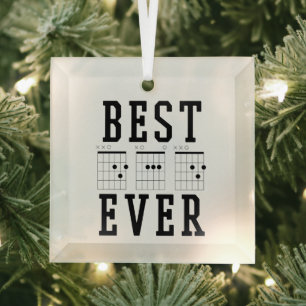 Best Dad Ever Guitar Chords Father's day Gift Glass Tree Decoration