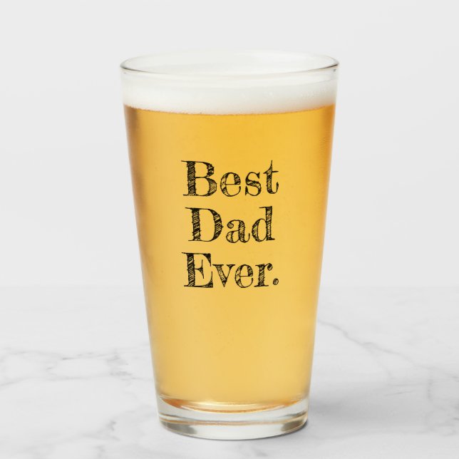 Best Dad Ever Hand Drawn Typography Glass (Front Filled)