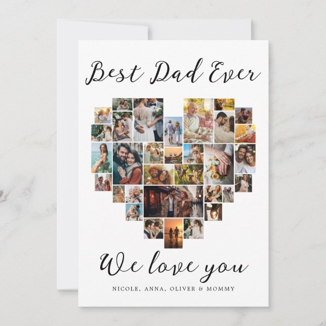 Best Dad Ever Happy Father Day Heart Photo Collage (Front)