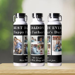 Best Dad Ever Happy Father`s Day 5 photo collage Water Bottle<br><div class="desc">Modern contemporary Happy Father's Day BEST DADDY EVER five family photo collage keepsake simple black and white water bottle with a bold typography script template. Create your own with 5 family pictures and your text! You can change the colours of text and background. It can be a cute personalised gift...</div>