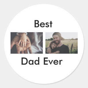 best dad ever happy father's day add your photo  classic round sticker