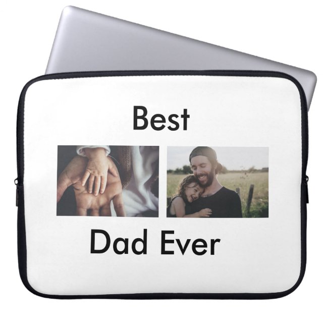 best dad ever happy father's day add your photo  laptop sleeve (Front)