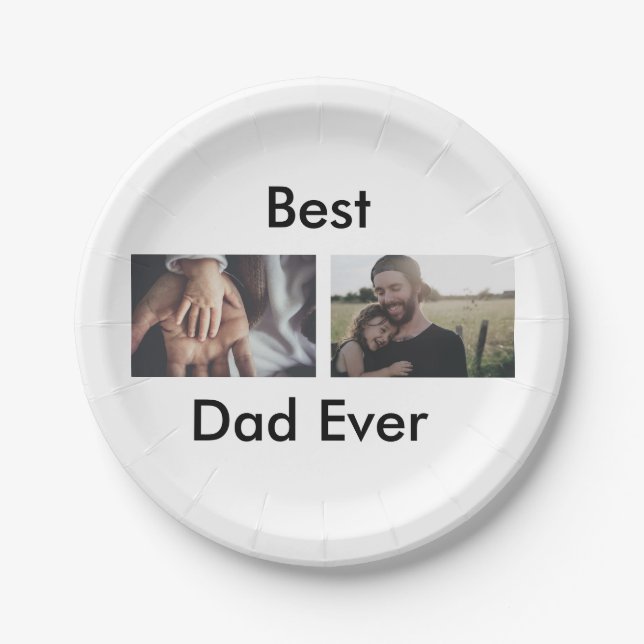 best dad ever happy father's day add your photo  paper plate (Front)