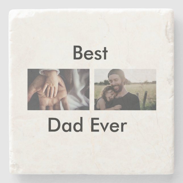 best dad ever happy father's day add your photo  stone coaster (Front)