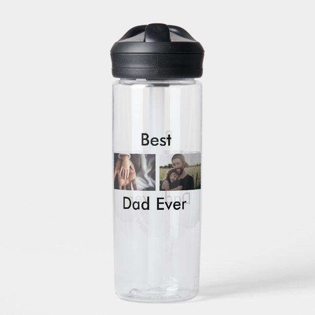 best dad ever happy father's day add your photo  water bottle (Front)