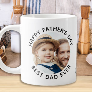Best DAD Ever Happy Father's Day Custom 2 Photo  Large Coffee Mug