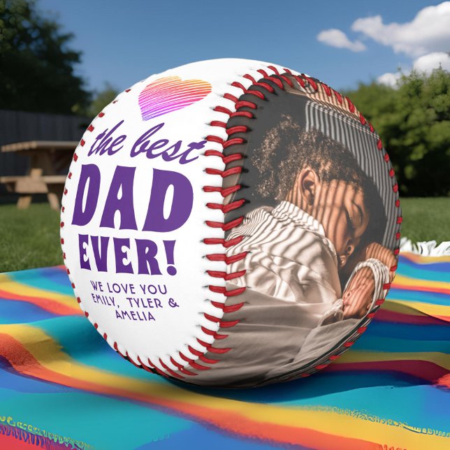 Best Dad Ever Heart Father 2 Family Photo  Baseball (Creator Uploaded)