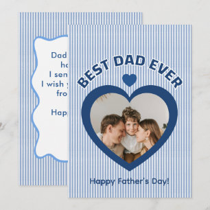 Best Dad Ever Heart Photo Card Minimalist Template