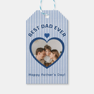 Best Dad Ever Heart Photo Card Minimalist Template Gift Tags