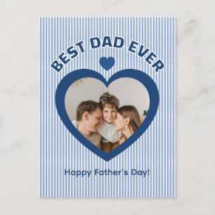 Best Dad Ever Heart Photo Minimalist Template Postcard