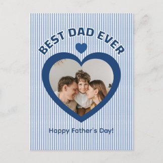 Best Dad Ever Heart Photo Minimalist Template Postcard