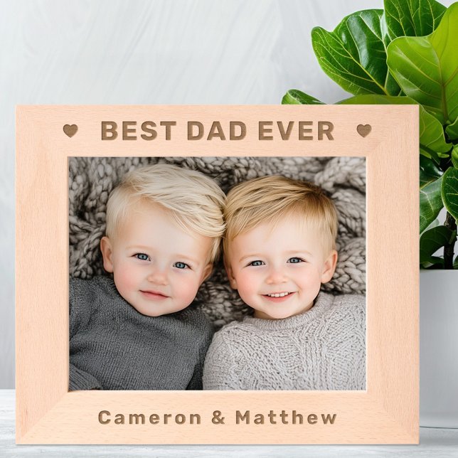 Best dad ever hearts kids names Father's Day Etched Frames (Best dad ever hearts kids names Father's Day Etched Frames)