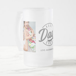 Best Dad Ever Keepsake 2 Photo Frosted Glass Beer  Mug