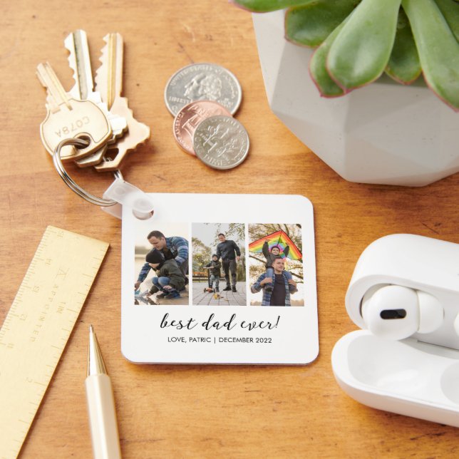 Best Dad Ever Keepsake Multi Photo Key Ring (Desk)