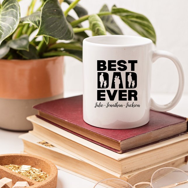  Best Dad Ever Kid Silhouette Personalised Coffee Mug (Creator Uploaded)