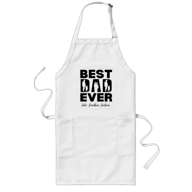  Best Dad Ever Kid Silhouette Personalised Long Apron (Front)