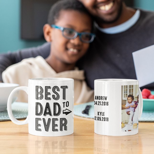 Best Dad Ever Kids Name Custom Photo Gift for Dad Coffee Mug (Creator Uploaded)
