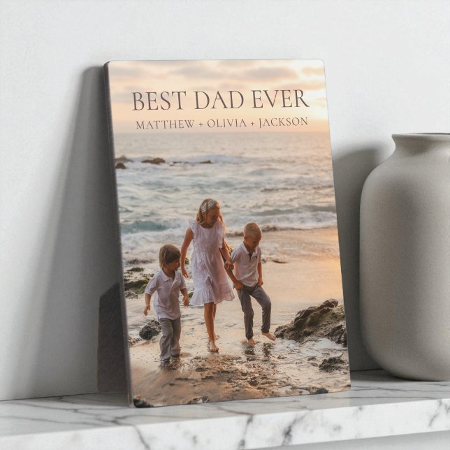 Best Dad Ever Kids Names Personalised Modern Photo Plaque (Best Dad Ever Kids Names Personalized Modern Photo Plaque)
