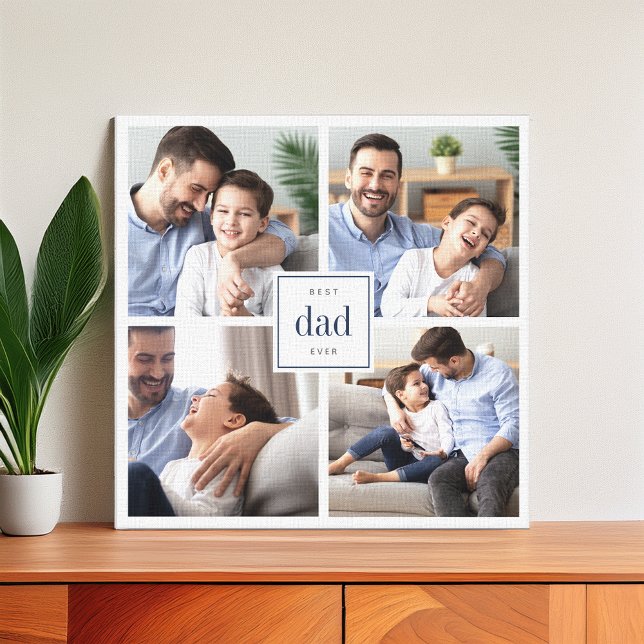 Best Dad Ever Kids Photo Collage Canvas Print (Creator Uploaded)