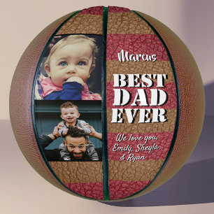  Best Dad Ever Leather Print 2 Photo Father`s Day Basketball