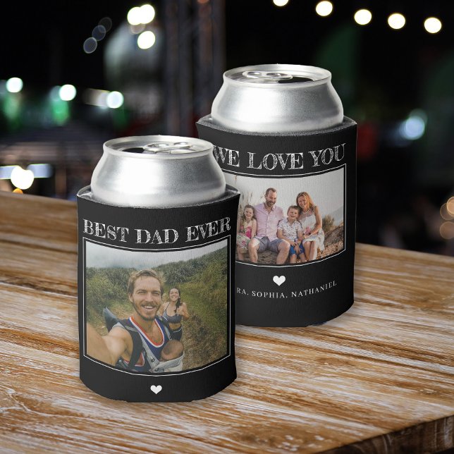 Best dad ever love you personalised 2 photos black can cooler (Creator Uploaded)