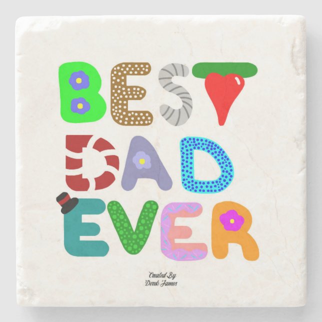 Best Dad Ever Marble Stone Coaster (Front)