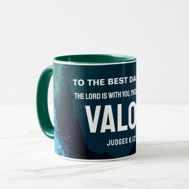 Best Dad Ever MIGHTY MAN OF VALOR Christian Mug (Front Left)