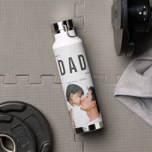 Best Dad Ever Minimalist Photo Father's Day Water Bottle (Gym)