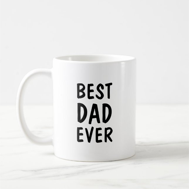 Best Dad Ever Minimalist Typography Gift Coffee Mug (Left)