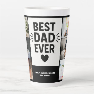 Best Dad Ever Modern 6 Photo Collage  Latte Mug