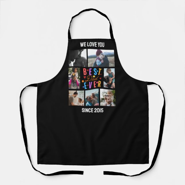 Best Dad Ever | Modern | 7 Photo Collage Apron (Front)
