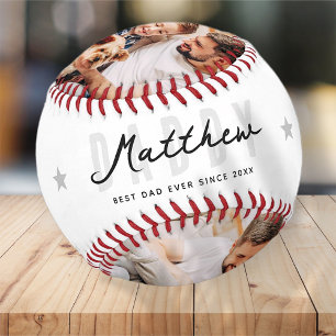 Best Dad Ever Modern Athletic 3 Photo Father's Day Baseball
