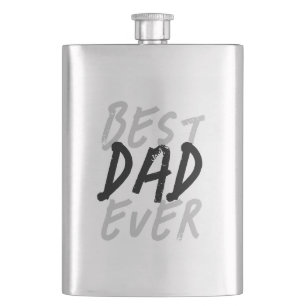 Best Dad Ever Modern Black and Grey Grunge Hip Flask