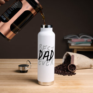 Best Dad Ever Modern Black and Grey Grunge Water Bottle