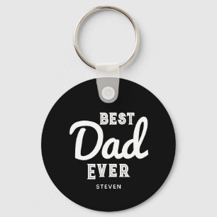 Best Dad Ever Modern Black White Personalised Key Ring