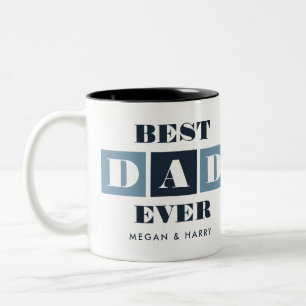 Best Dad Ever Modern Blue Fathers Day Photo Two-Tone Coffee Mug