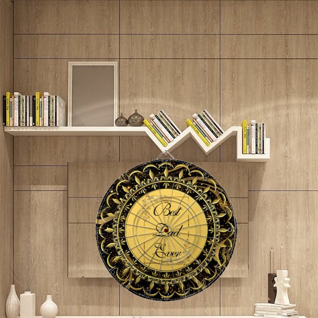 Best Dad Ever Modern Calligraphy Leafy Swirls Cute Dartboard (Best Dad Ever Modern Calligraphy Leafy Swirls Cute Dart Board)